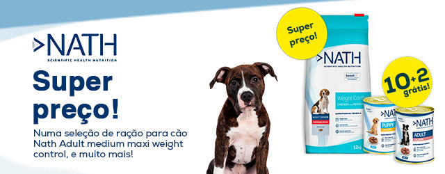 Nath: Super preços em ração e snacks para cão; 10 + 2 grátis em packs de 12 unidades de comida húmida
